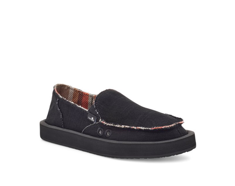 Sanuk Womens Donna ST Hemp Black Shoes | ECVWGY179